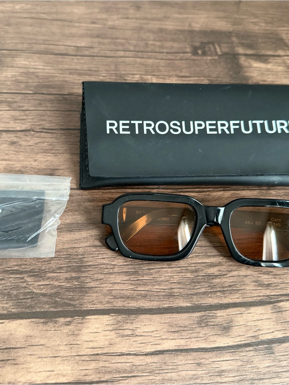 Retrosuperfuture Sunglasses 4KJ Caro Refined Black Orange Lens